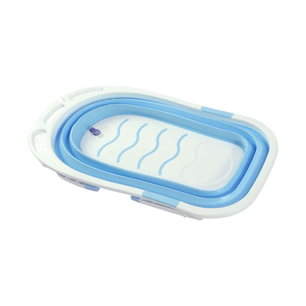 Baby Bath Tub Infant Toddlers Folding Safety Bathing ShowerBlue Image 4