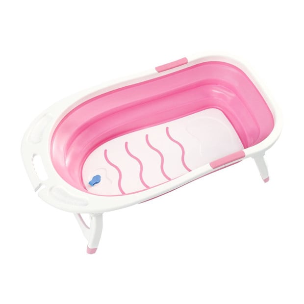 Baby Bath Tub Infant Toddlers Foldable Bathtub Folding Safety Bathing ShowerPink Image 2
