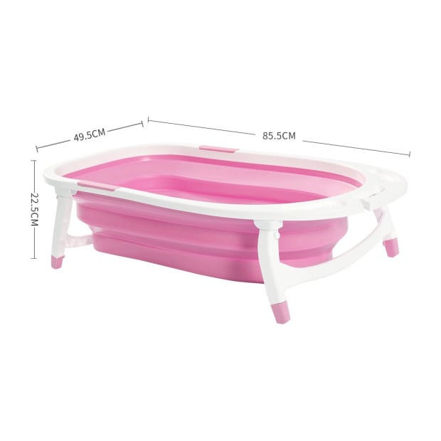 Baby Bath Tub Infant Toddlers Foldable Bathtub Folding Safety Bathing ShowerPink Image 3
