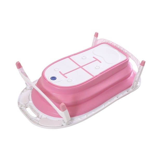 Baby Bath Tub Infant Toddlers Foldable Bathtub Folding Safety Bathing ShowerPink Image 4