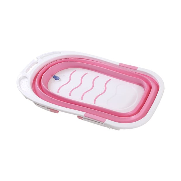 Baby Bath Tub Infant Toddlers Foldable Bathtub Folding Safety Bathing ShowerPink Image 5