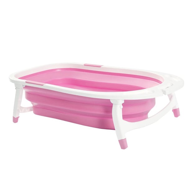 Baby Bath Tub Infant Toddlers Foldable Bathtub Folding Safety Bathing ShowerPink