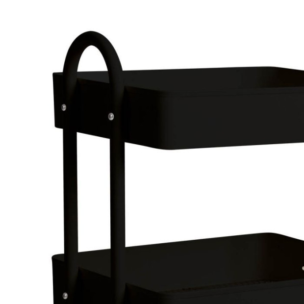 3 Tiers Kitchen Trolley Cart Steel Storage Rack Shelf Organiser Wheels Black Image 4