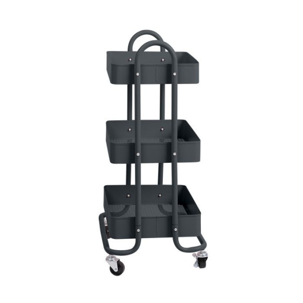 3 Tiers Kitchen Trolley Cart Steel Storage Rack Shelf Organiser Wheels Grey Image 2