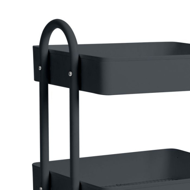 3 Tiers Kitchen Trolley Cart Steel Storage Rack Shelf Organiser Wheels Grey Image 4