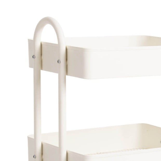4 Tiers Kitchen Trolley Cart Steel Storage Rack Shelf Organiser White Image 4