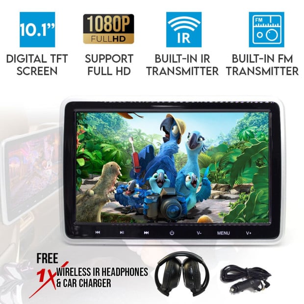 10.1in TFT Active Headrest Car DVD Player 1080P Screen USB SD Image 3