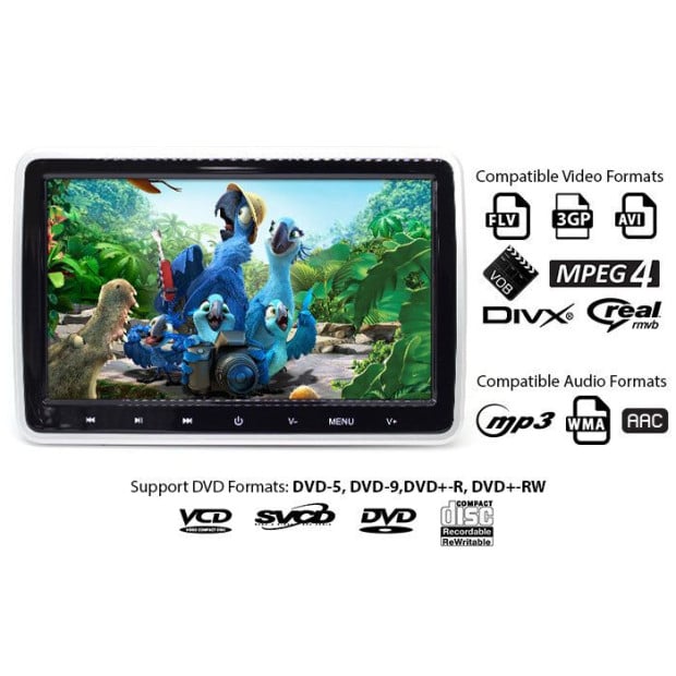10.1in TFT Active Headrest Car DVD Player 1080P Screen USB SD Image 5