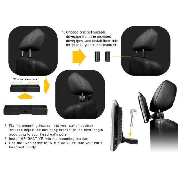 2x 10.1in TFT Active Headrest Car DVD Player 1080P Screen USB SD Image 7
