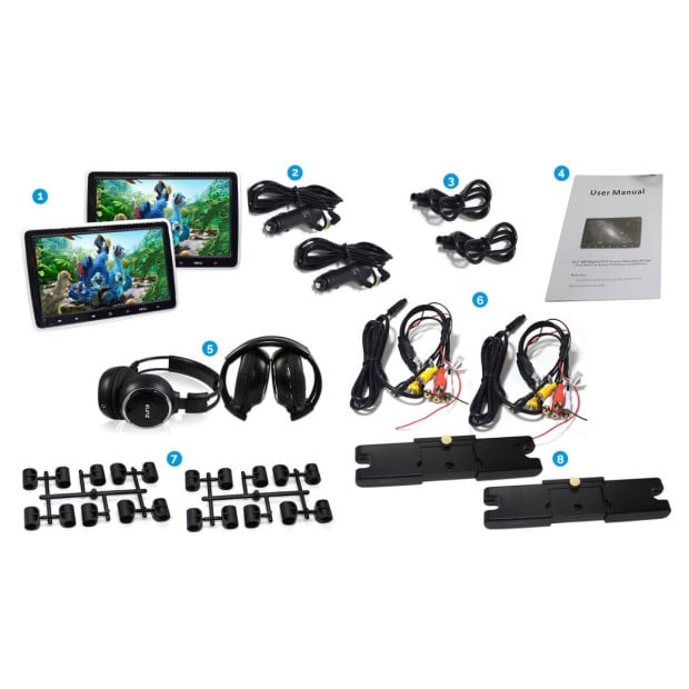 2x 10.1in TFT Active Headrest Car DVD Player 1080P Screen USB SD Image 8