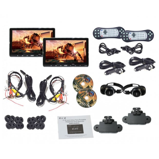 2x 11.6In Active Car Headrest Dvd Player Hdmi Game 1920*1080p Image 6