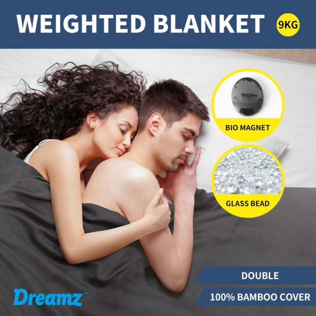 DreamZ Double Dark Grey 9kgs Polyester Weighted Blanket Image 2