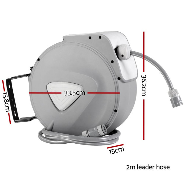 20M Retractable Water Hose Reel Garden Storage AutoRewind Spray Gun Image 2