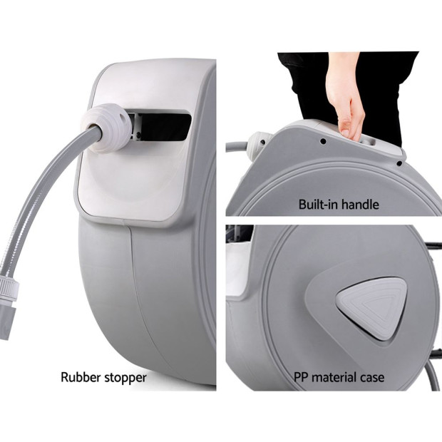 20M Retractable Water Hose Reel Garden Storage AutoRewind Spray Gun Image 6