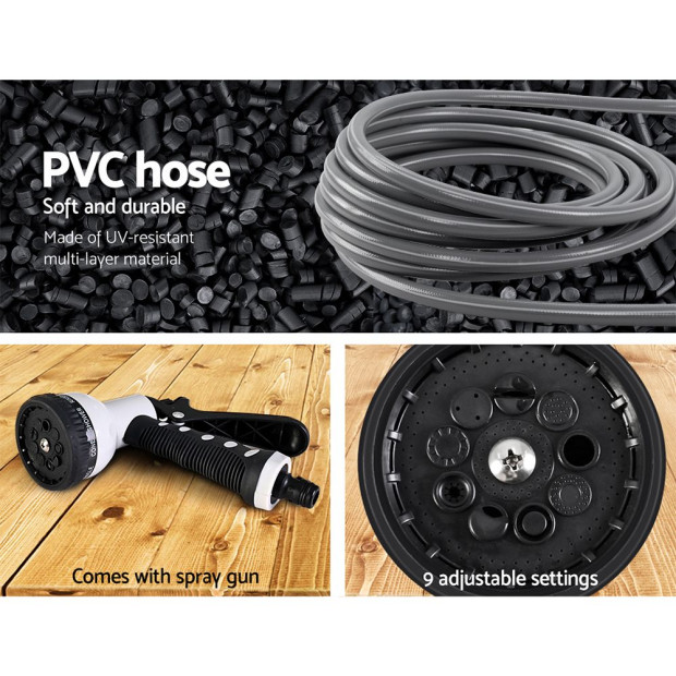 20M Retractable Water Hose Reel Garden Storage AutoRewind Spray Gun Image 7