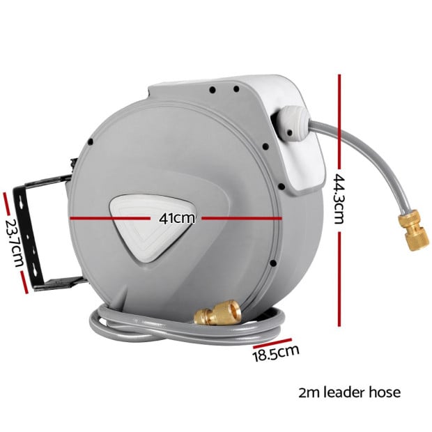 30M Retractable Hose Reel Garden Water Brass Auto Rewind Spray Gun Image 2