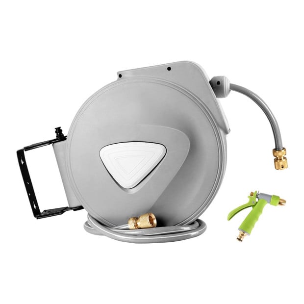 30M Retractable Hose Reel Garden Water Brass Auto Rewind Spray Gun Image 4