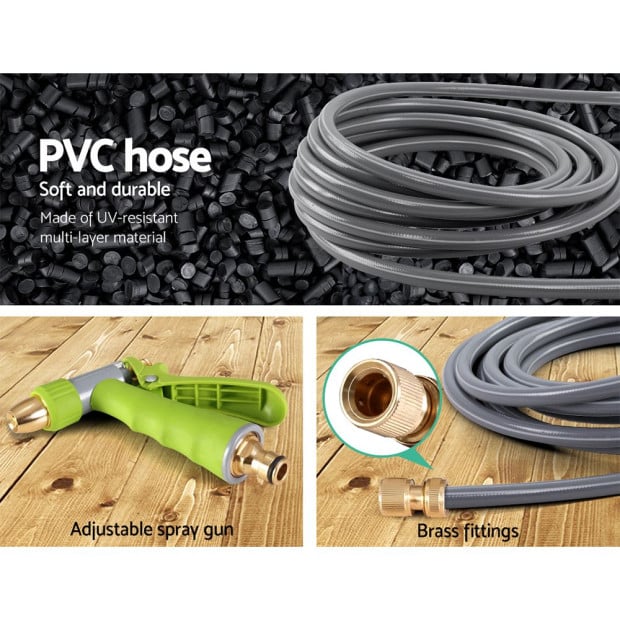 30M Retractable Hose Reel Garden Water Brass Auto Rewind Spray Gun Image 7