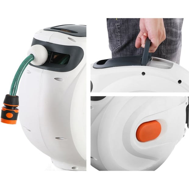 10M Retractable Water Hose Reel Garden Spray Gun Storage AutoRewind Image 3