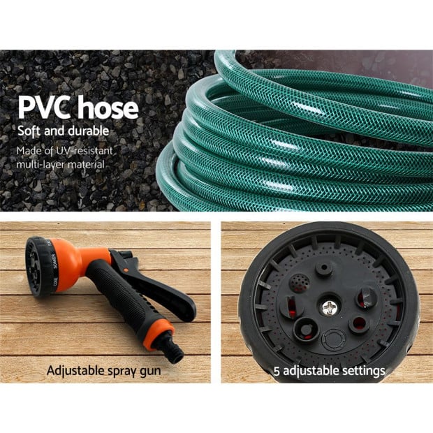 10M Retractable Water Hose Reel Garden Spray Gun Storage AutoRewind Image 6