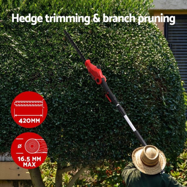 Cordless Pole Hedge Trimmer Garden Pruner Electric Cutter Image 4
