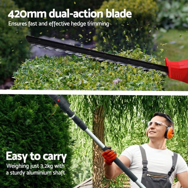 Cordless Pole Hedge Trimmer Garden Pruner Electric Cutter Image 5