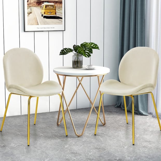 2x Velvet Dining Chairs With Golden Finished Metal Legs Image 7
