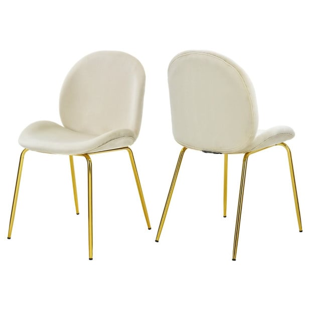 2x Velvet Dining Chairs With Golden Finished Metal Legs Image 9