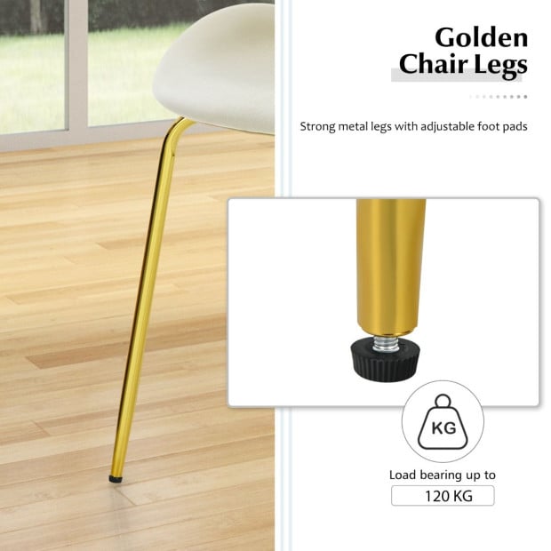 2x Velvet Dining Chairs With Golden Finished Metal Legs Image 12