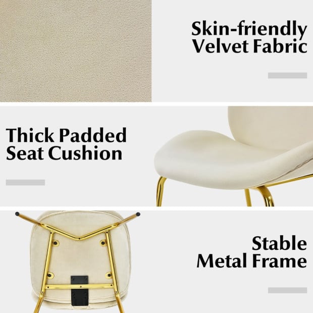 2x Velvet Dining Chairs With Golden Finished Metal Legs Image 11