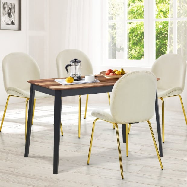 2x Velvet Dining Chairs With Golden Finished Metal Legs Image 8