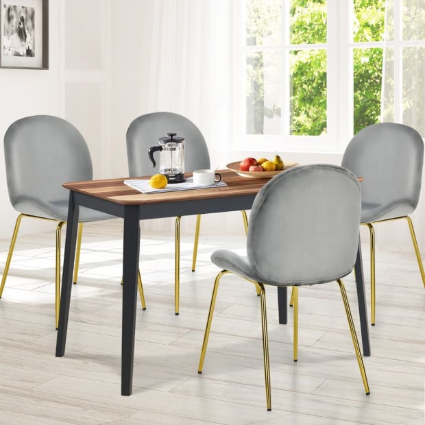 2x Modern Velvet Dining Chairs With Golden Finished Metal Legs - Grey Image 2