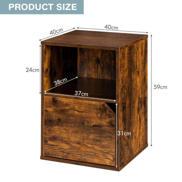 Set Of 2 Bedside Table With Open Compartment For Bedroom