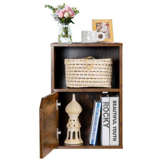 Set Of 2 Bedside Table With Open Compartment For Bedroom