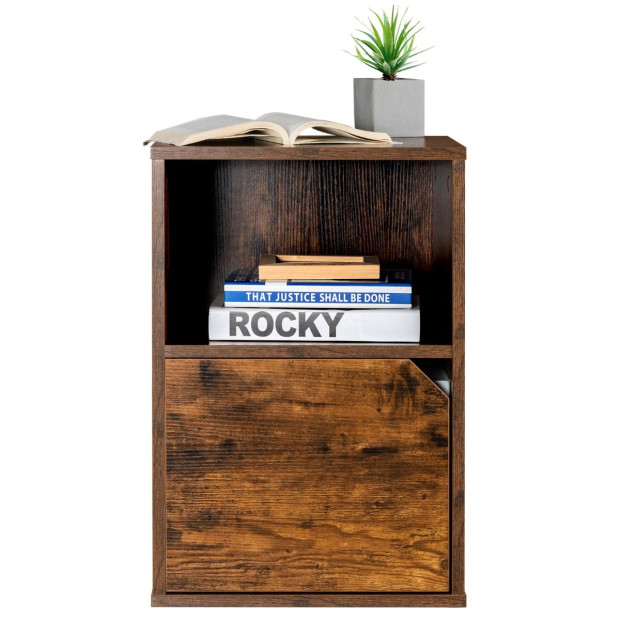 Set Of 2 Bedside Table With Open Compartment For Bedroom