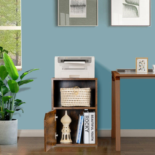 Set Of 2 Bedside Table With Open Compartment For Bedroom