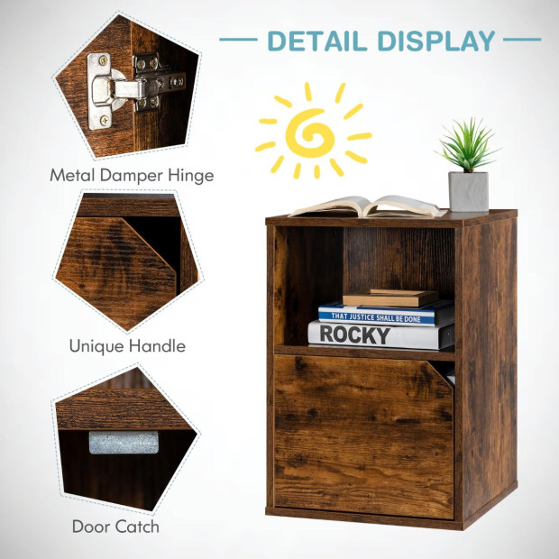 Set Of 2 Bedside Table With Open Compartment For Bedroom