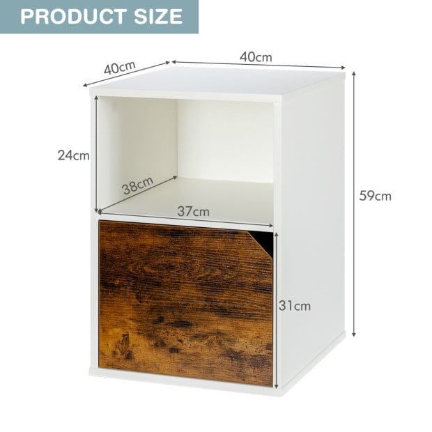 Set Of 2 Bedside Table With Open Compartment For Bedroom - White Image 4