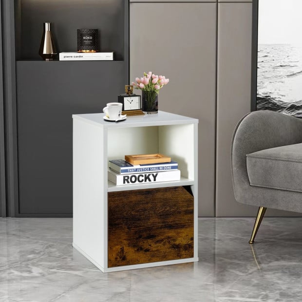Set Of 2 Bedside Table With Open Compartment For Bedroom - White Image 2