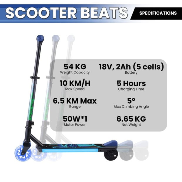 Voyager Scooter Beats Electric Scooter - Blue Image 8