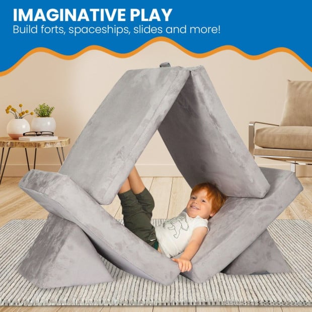 Huddle Kids Modular Play Foam Couch - Grey Image 6