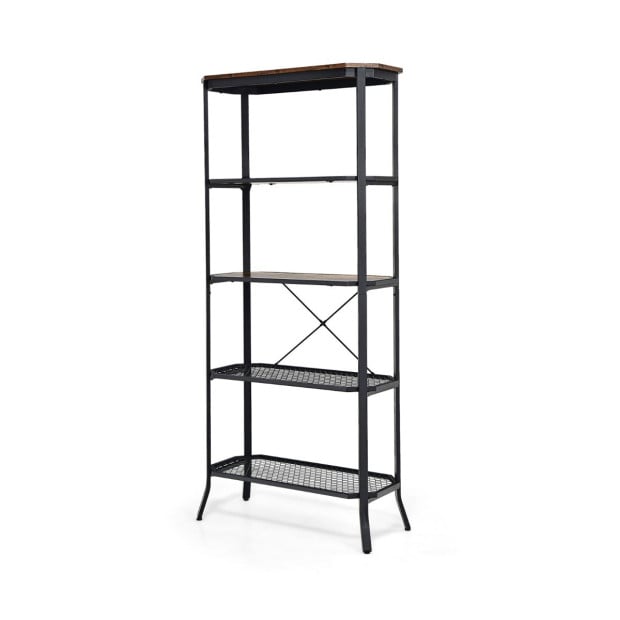 5-tier Bookshelf With Steel Frame For Living Room Black Image 8