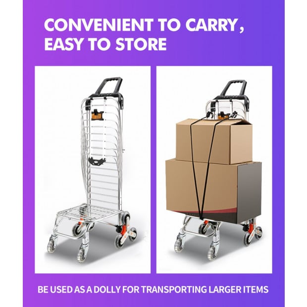 Foldable Shopping Cart Trolley Stainless Steel Basket Luggage Grocery Image 7