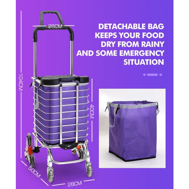 Foldable Shopping Cart Trolley Stainless Steel Basket Luggage Grocery Image 9