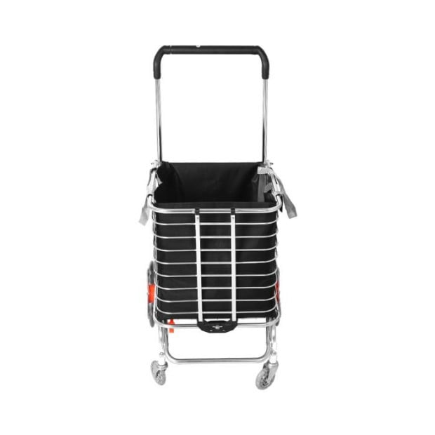 Foldable Shopping Cart Trolley Basket Luggage Grocery Portable Black 40L w/Wheel Image 2
