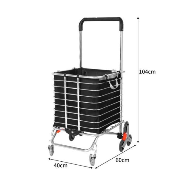 Foldable Shopping Cart Trolley Basket Luggage Grocery Portable Black 40L w/Wheel Image 8