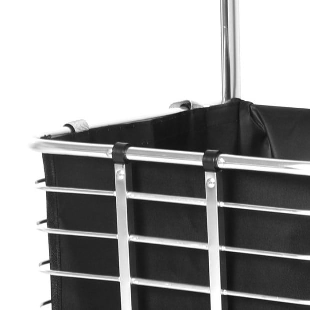 Foldable Shopping Cart Trolley Basket Luggage Grocery Portable Black 40L w/Wheel Image 3