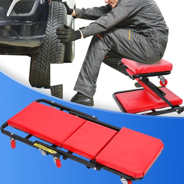 Folding Creeper Mechanic Stool Garage Repair Laying Workshop Trolley Image 6