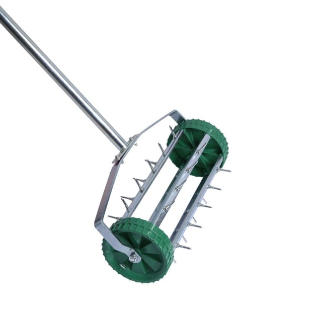Lawn Aerator Roller Scarifier Rolling Steel Spike Tool Garden Yard Image 2