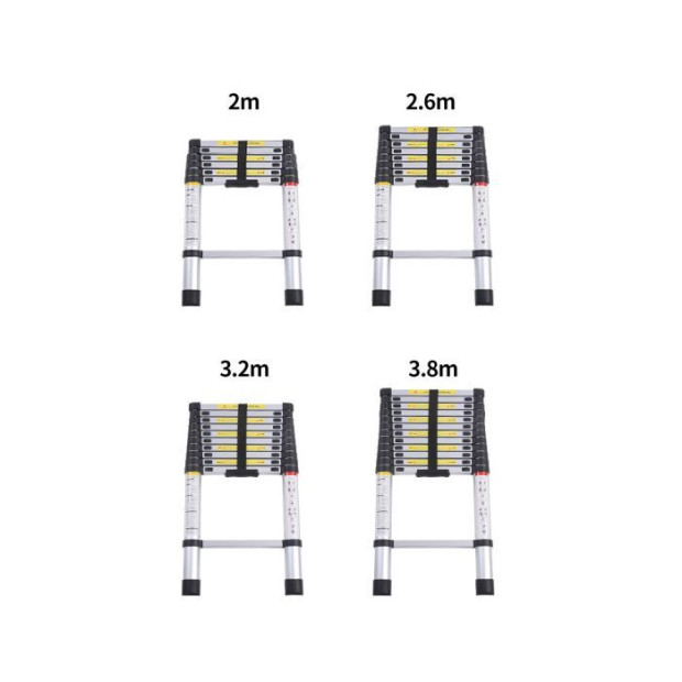 3.8M Telescopic Aluminium Multipurpose Ladder Extension Alloy Extendable Step Image 3